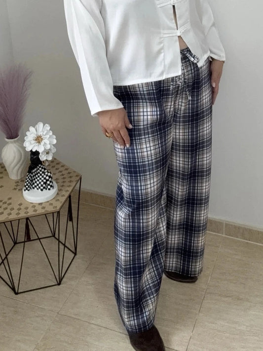 PANTALÓN CUADROS MARINO