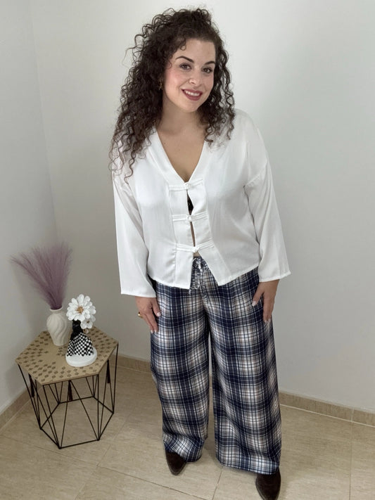 PANTALÓN CUADROS MARINO